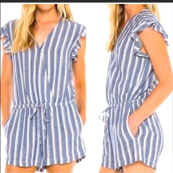 Cloth & Stone Shorts Romper Linen Blend Size Large - Picture 1 of 9